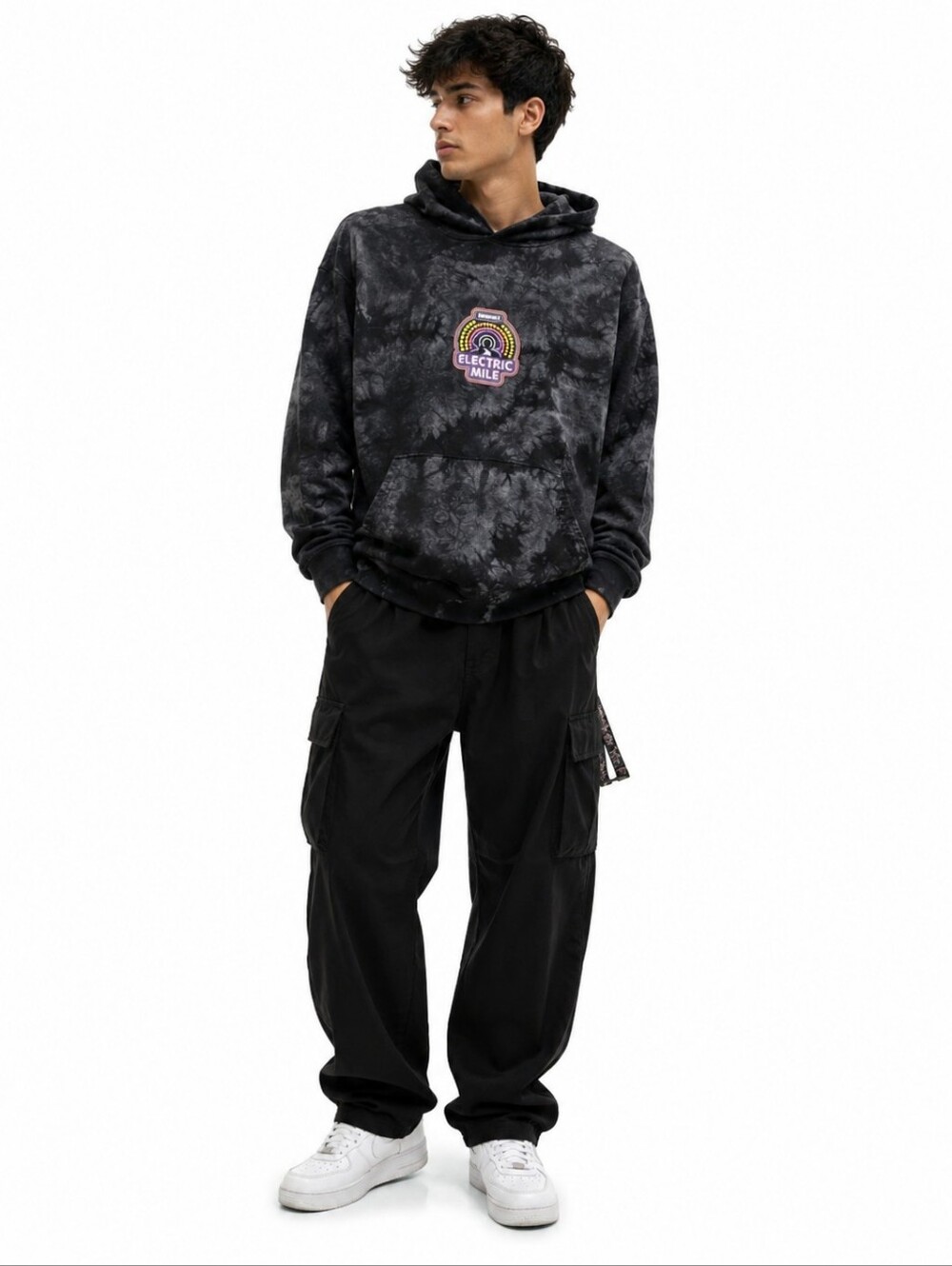 Insomniac Electric Mile Men Graphic Tie Dye Hoodie Black Festival Size M